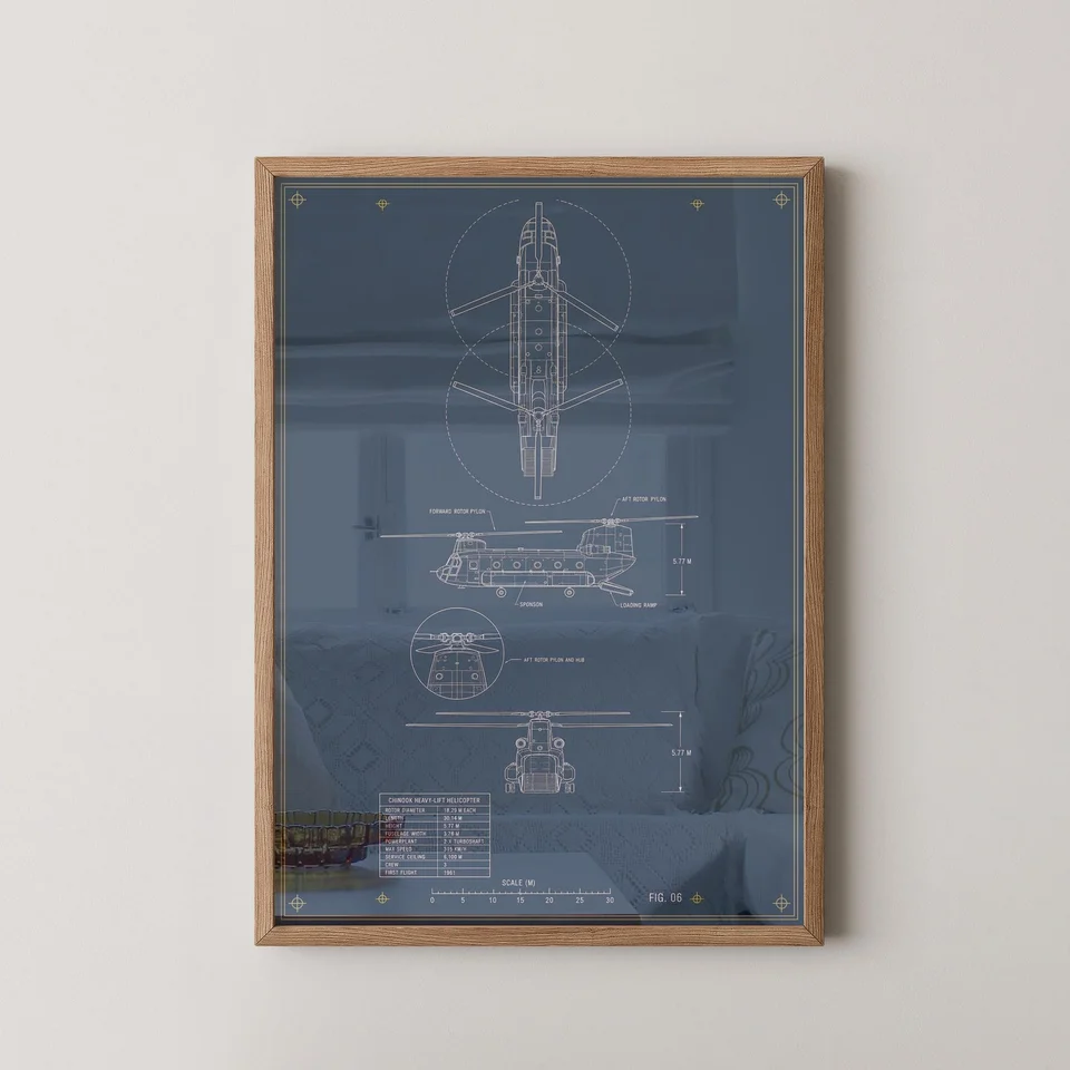 Chinook, Heavy-Lift Helicopter — artwork shown in a room mockup