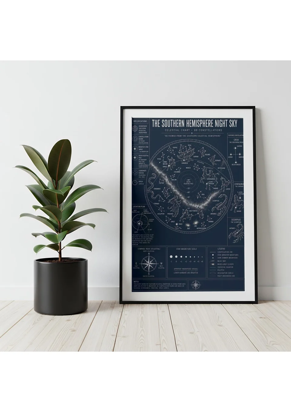 Southern Hemisphere Star Chart — artwork shown in a room mockup