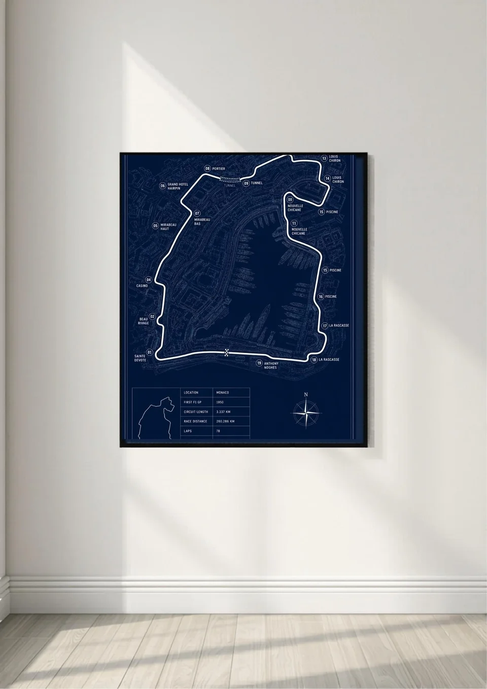 F1 Circuits print in a room setting