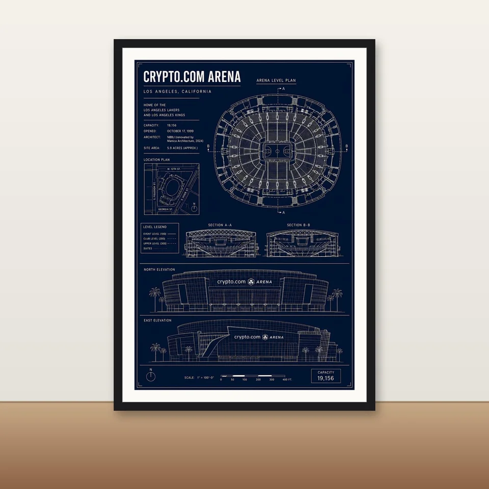 NBA & NHL Arenas print in a room setting