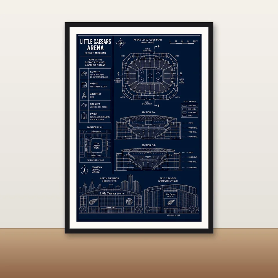 Little Caesars Arena, Detroit — artwork shown in a room mockup