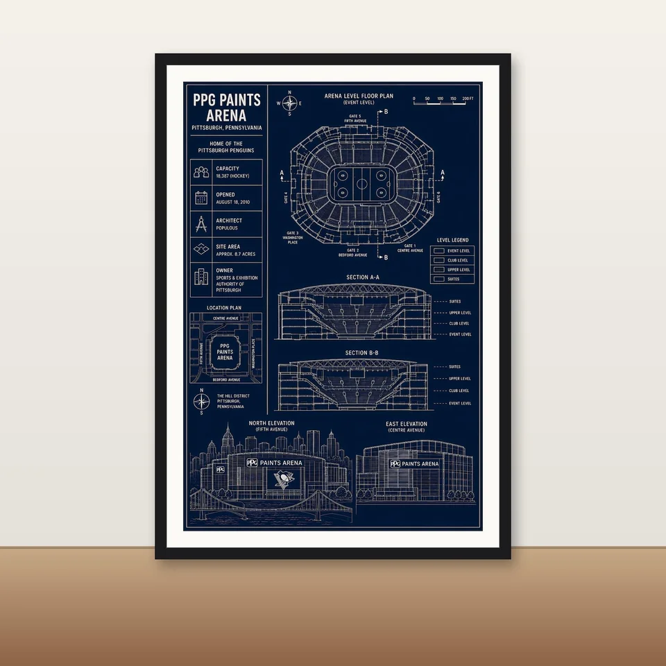 PPG Paints Arena, Pittsburgh — artwork shown in a room mockup